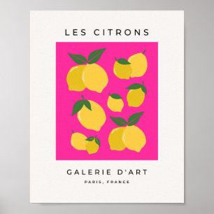 Citroner 02 Retro Lemon Shock rosa Poster