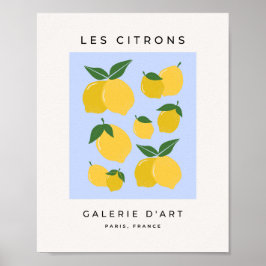 Citroner 03 Retro Lemon Blue and Gult Poster