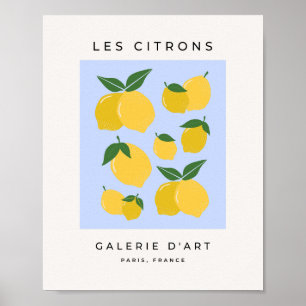 Citroner 03 Retro Lemon Blue and Gult Poster