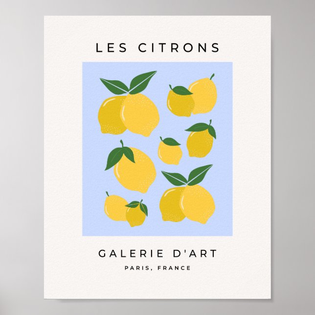 Citroner 03 Retro Lemon Blue and Gult Poster (Framsidan)