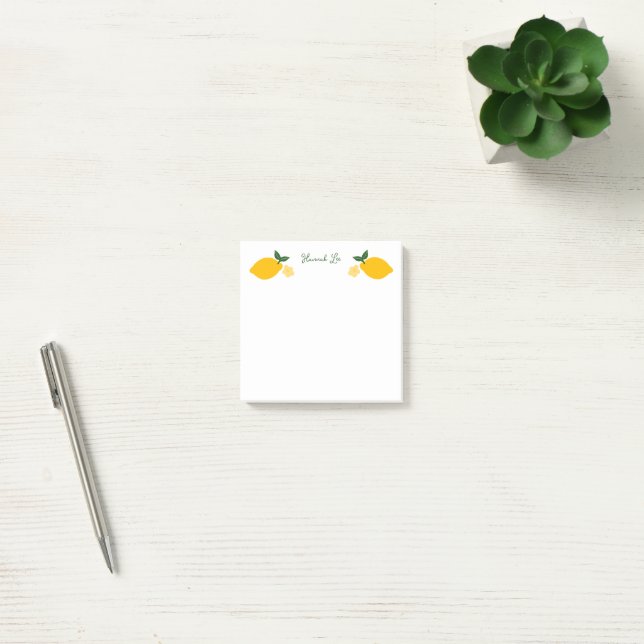 Citroner Anpassat Namn Söt Illustration  Post-it Block (Kontor)