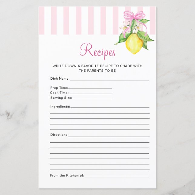 Citroner Baby Shower Recept (Framsida)