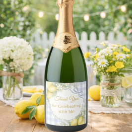 Citroner blå gingham Tack Bröllopsdusch