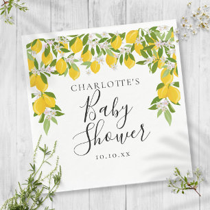 Citroner Blommar Grönska Baby Shower Pappersservett