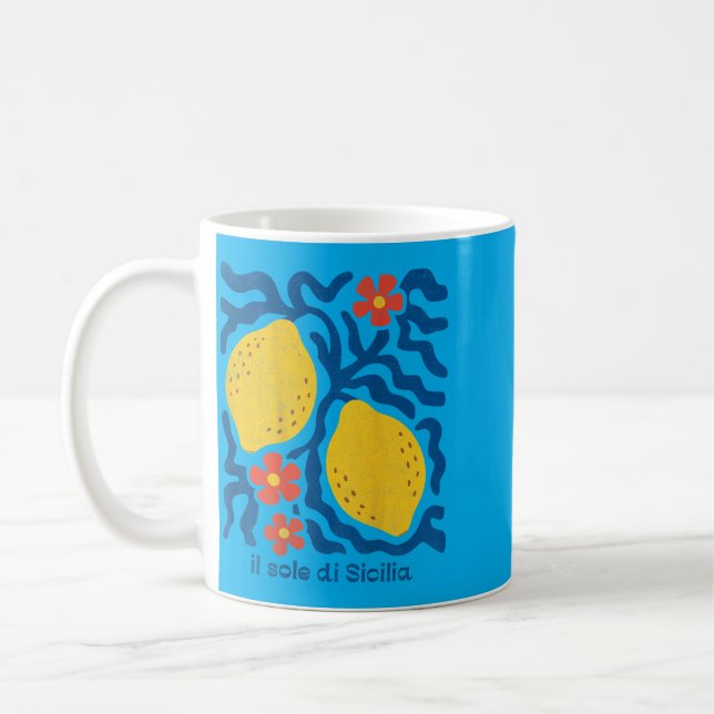 Citroner Boho Blommig Sol Di Sicilia Resa Semester Kaffemugg (Vänster)