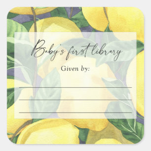 Citroner - bokskylt för babyskor, bokar för baby fyrkantigt klistermärke