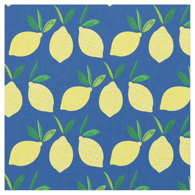 Citroner Cute Summer Frukt Tyg (Närbild)