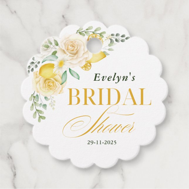 citroner Eukalyptus Ros Bröllopsdusch Tackar Gåvor Etiketter (Framsida)