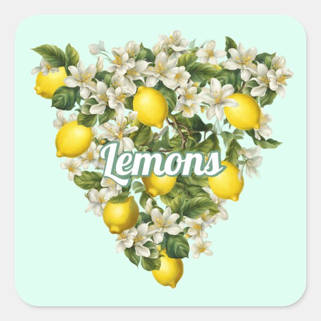Citroner Fyrkantigt Klistermärke (Framsida)