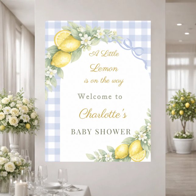 Citroner gingham blå rosett pojke välkommen Baby S Poster (Skapare uppladdad)