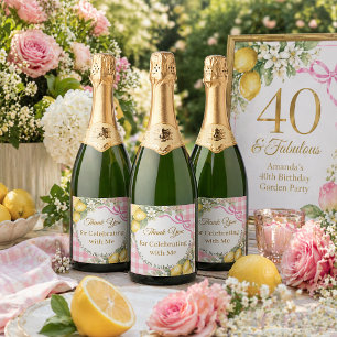 Citroner gingham rosa rosett trädgård Tack Födelse