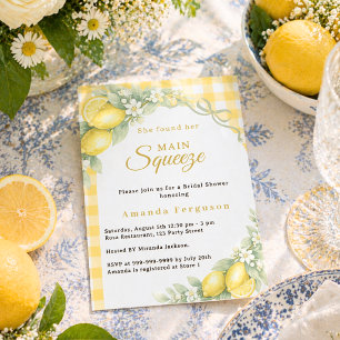 Citroner gingham squeeze Bröllopsfest inbjudan