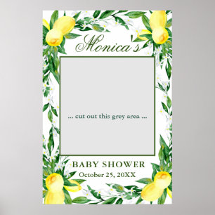 Citroner Grönska Blomning Baby Shower Foto Rekvis Poster