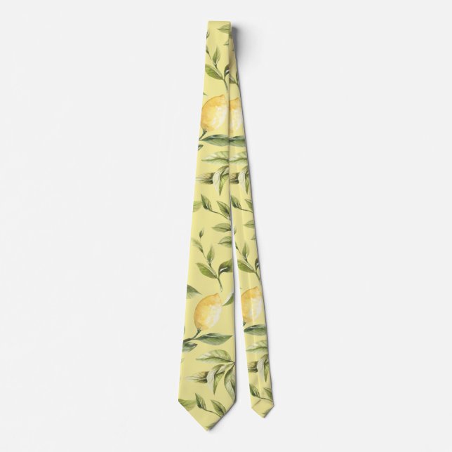 Citroner | GULT | botanisk mönster med vattenfärg Slips (Framsida)