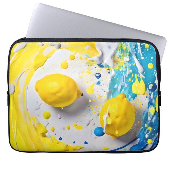 Citroner i Stänk Laptop Fodral (Framsidan)