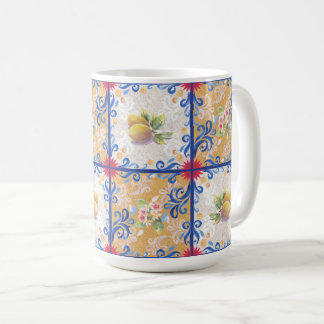 Citroner & Joy_1 Italienska Tiles Stil Kaffemugg