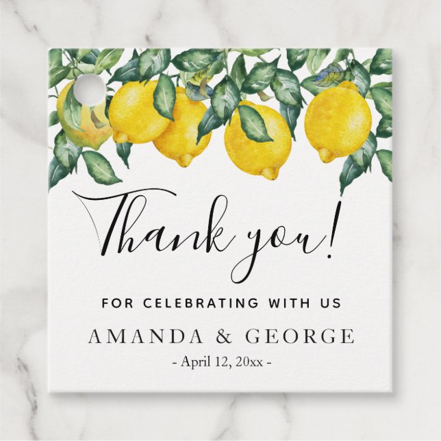 Citroner Kalligrafi Gåvor Etiketter (Framsida)