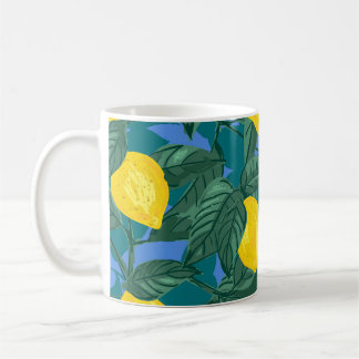 Citroner, löv: citrustropiska mönster. kaffemugg