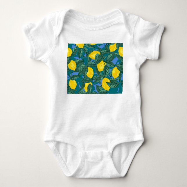 Citroner, löv: citrustropiska mönster. t shirt (Framsida)