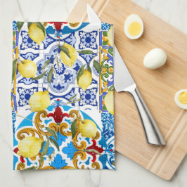 citroner,Medelhavet,majolica,italienska plattor,so Kökshandduk