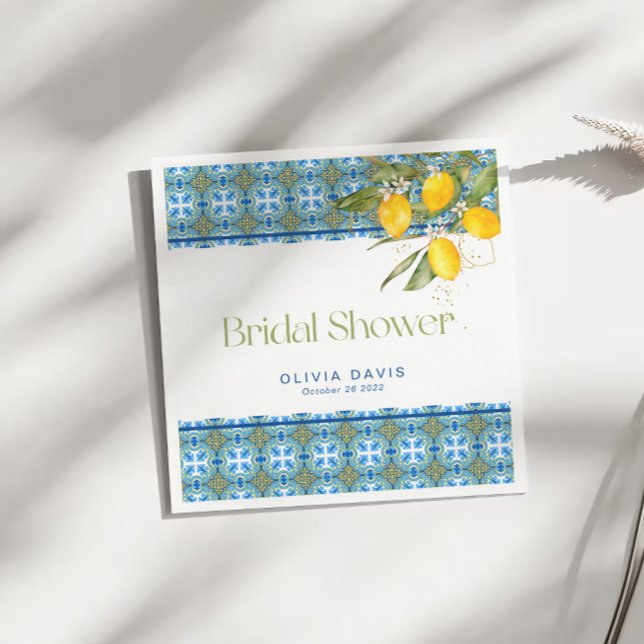 Citroner Medelhavsplattor Bröllopsdusch Pappersservett (Skapare uppladdad)