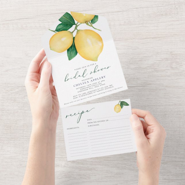 Citroner Möhippa Recept Card Tear av Inbjudan (Avrivbar del)