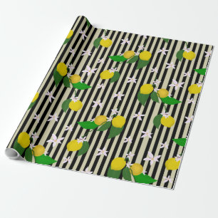 Citroner och Blommar på Rand Presentpapper