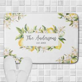 Citroner och blommor Blommigt Botaniska familjen N Badrumsmatta