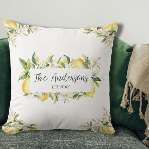 Citroner och blommor blomster botanisk familjenamn kudde
