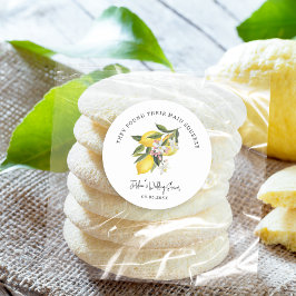 Citroner och blommor Bröllop eller Möhippa Runt Klistermärke