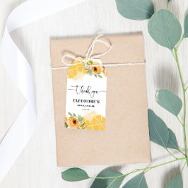 Citroner och blommor Bröllopsdusch  Presentetikett