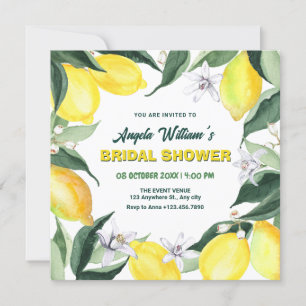 Citroner och blommor löv inbjudningar