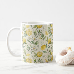 Citroner och blommor Mönster-kaffe Mugg