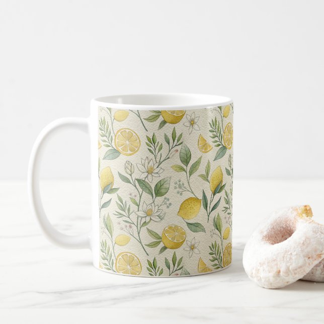 Citroner och blommor Mönster-kaffe Mugg (Med munk)