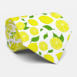 Citroner och gröna blad på anpassad bakgrund slips