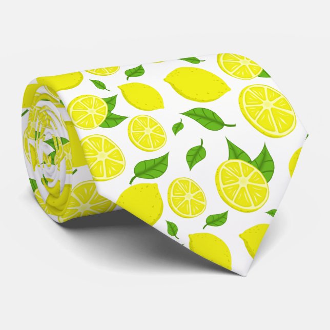 Citroner och gröna blad på anpassad bakgrund slips (Rullad)