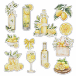 Citroner Och Limoncello Huvudpress Bröllopsfest Klistermärken