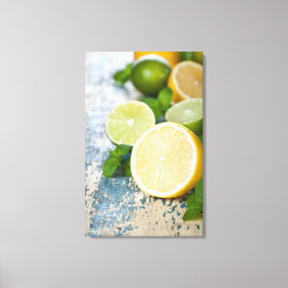 Citroner och limpor med färsk mynning canvastryck