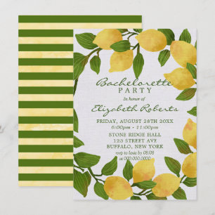 Citroner och Linen Watercolor Bachelorette Party i Inbjudningar