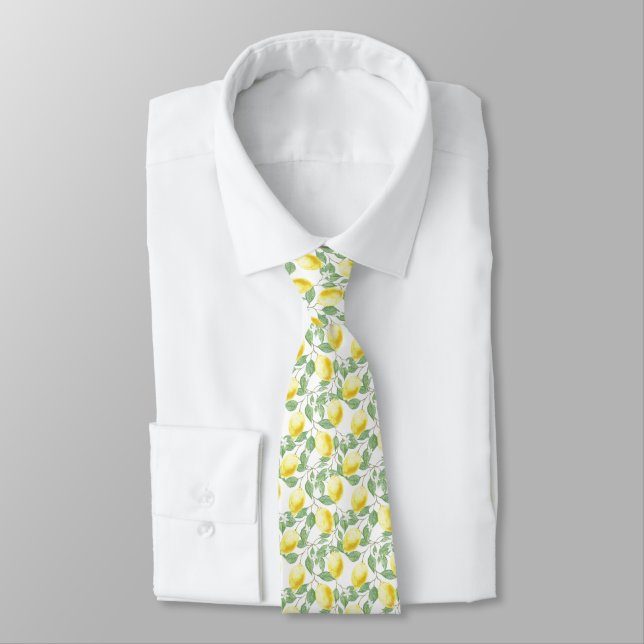 Citroner och Löv Design Necktie Slips (Bunden)