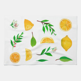 Citroner och Löv, enkelt kökshandduk