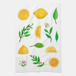 Citroner och Löv, enkelt kökshandduk