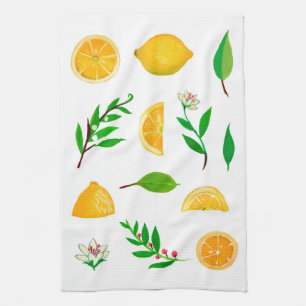 Citroner och Löv, enkelt kökshandduk