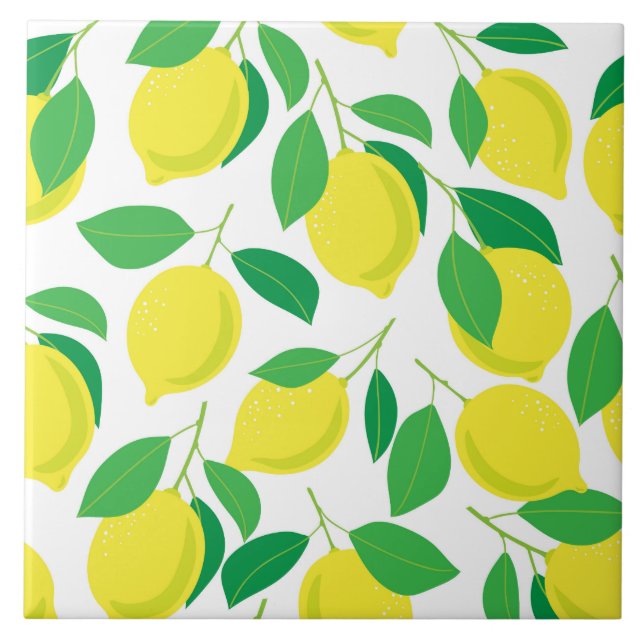 Citroner och löv mönster kakelplatta (Framsidan)