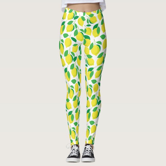 Citroner och löv mönster leggings (Framsida)