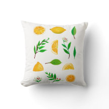 Citroner och Löv på White Simple Dekorativ kudde
