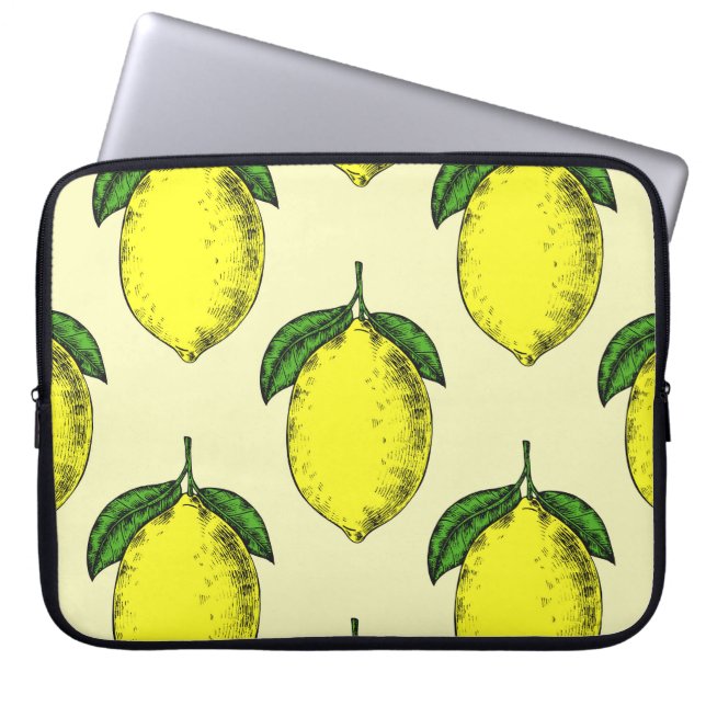 Citroner och löv: sommaren mönster. laptop fodral (Framsidan)