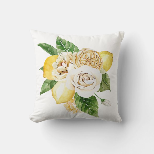 Citroner och ro bouquet kudde (Framsida)