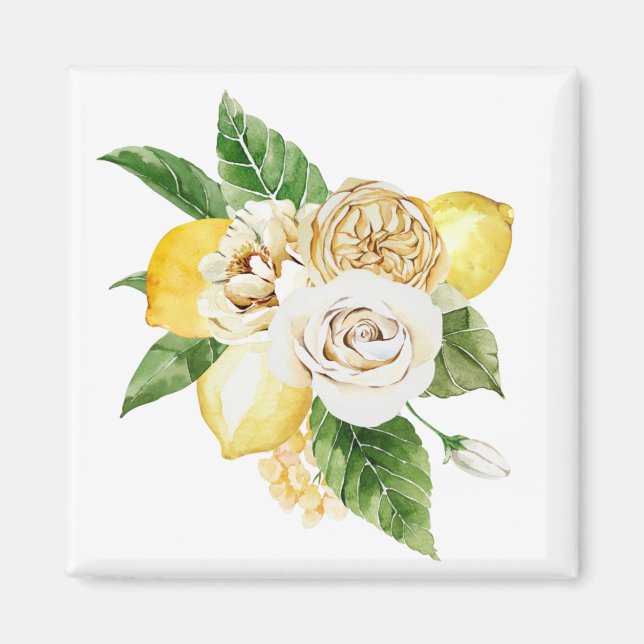 Citroner och ro bouquet magnet (Framsidan)