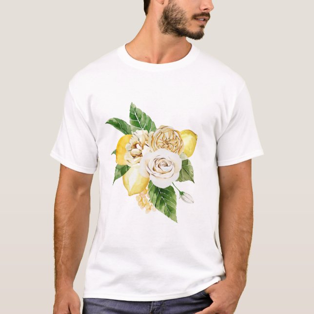 Citroner och ro bouquet t shirt (Framsida)